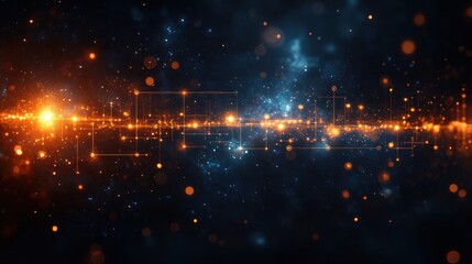 Wall Mural - abstract cosmic background with glowing particles and energy lines.