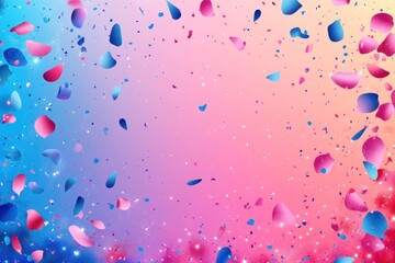 Wall Mural - pink and blue confetti falling on a colorful background.