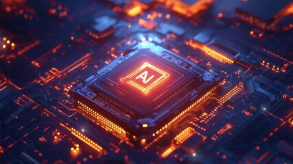 Wall Mural - futuristic technology and digital concept. abstract chip with 