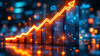 Wall Mural - glowing financial growth chart with expanding real estate market data, ideal for showcasing investme