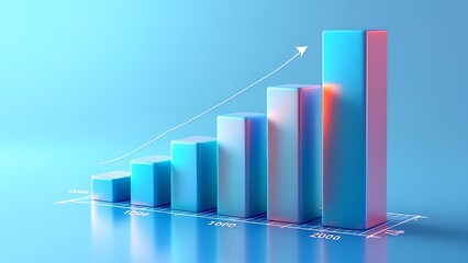 Wall Mural - 3d bar chart displaying increasing real estate property values over time, perfect for financial anal