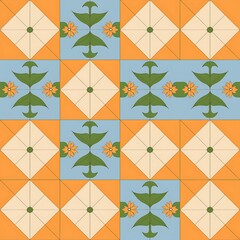 Poster - Vibrant floral pattern illustration modern design textile art cheerful ambiance above viewpoint aesthetic appeal