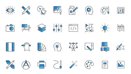 graphic design trendy flat line icon pack. icons for graphic design, web design icon set.