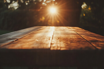 Wall Mural - Wooden Table Top in Sunlight