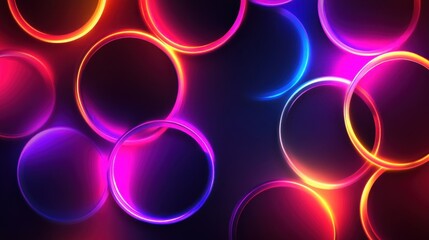 Abstract Neon Circles Vibrant Colors Design