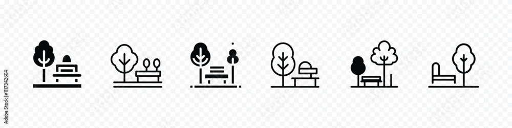 Public park with bench to sit. Park Icon mark in filled style, Park ...