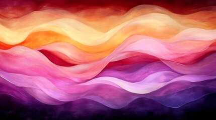 Wall Mural - abstract art of flowing, colorful waves in warm and cool tones.