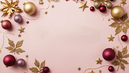 Wall Mural - christmas background frame with golden balls