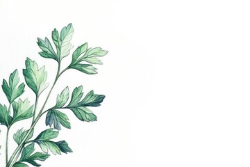 Wall Mural - A detailed illustration of a green herb branch, showcasing its leaves and natural beauty.