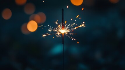 Fototapete - Festive Sparkler Sparkles with Vibrant Bokeh Background Celebratory Brightness Night Mood : Generative AI