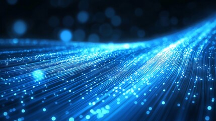 Aufkleber - Futuristic Digital Blue Light Particles Network Technology Background : Generative AI