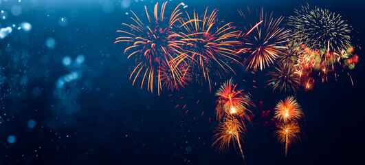 Wall Mural - fireworks with abstract bokeh background