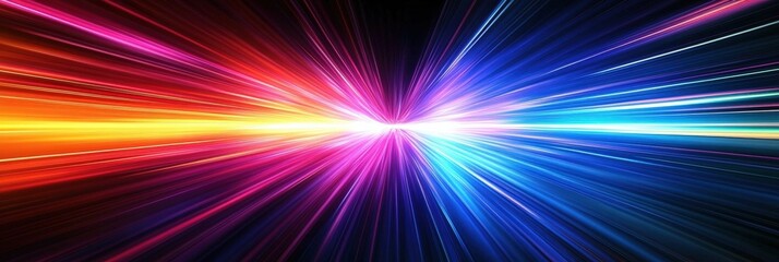 Wall Mural - colorful light tunnel background. neon futuristic flashes on black background. colorful light exposu