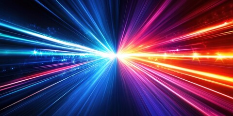 Wall Mural - colorful light tunnel background. neon futuristic flashes on black background. colorful light exposu