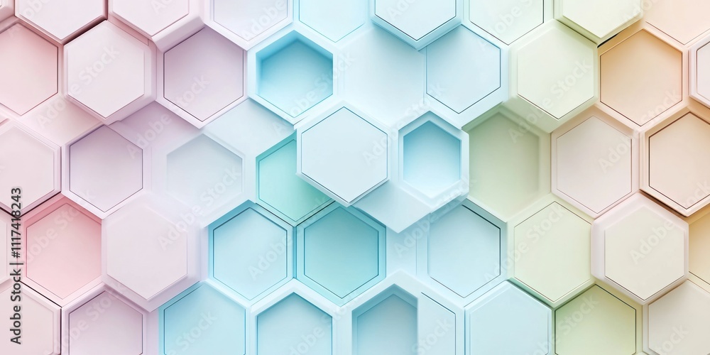 A colorful hexagonal pattern with soft gradients creating a modern, abstract design.