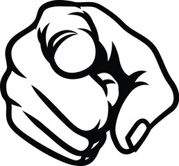 a hand pointing finger at you cartoon illustration