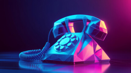Wall Mural - a telephone consisting of polygons. telephone in a futuristic polygonal style with a skeleton, low-p