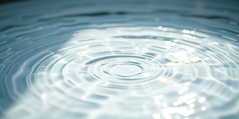 Wall Mural - A close-up image of concentric ripples on the surface of still water, with the light reflecting off the water creating a soft, ethereal glow.