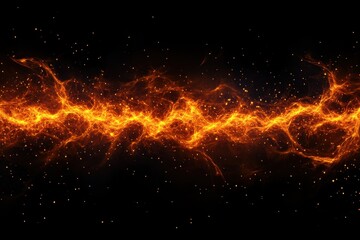 Wall Mural - a vibrant display of fiery energy, resembling a lightning-like pattern against a black background.