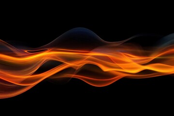 Wall Mural - abstract waves of orange and yellow light on a dark background, creating a dynamic visual effect.