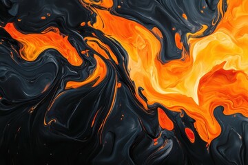 Wall Mural - abstract swirling patterns of black and orange create a dynamic visual effect.