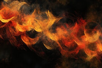 Wall Mural - abstract depiction of swirling flames in vibrant reds and oranges against a dark background.
