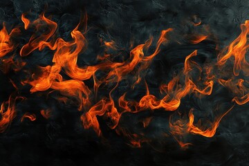 Wall Mural - a vibrant depiction of flames against a dark background, evoking heat and intensity.