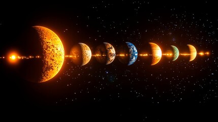 Wall Mural - explore a stunning solar system flyby showcasing vibrant planets and celestial beauty