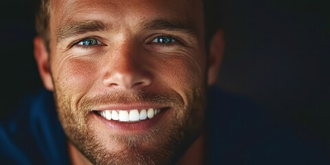 Man with a beard and blue eyes is smiling