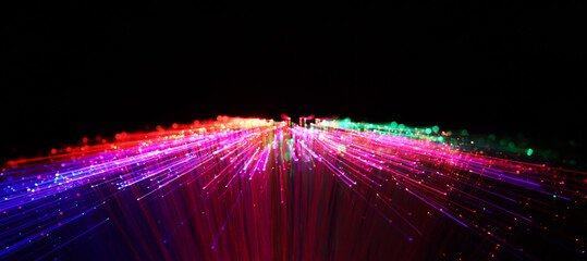 dark neon light strikes. concept of movement, big data and technology