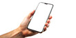 © khaledSaifulllah - Mobile phone screen mockup in case. Hand holding smartphone display mock up isolated on white background as transparent. PNG. AI GENERATED