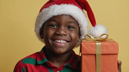 Wall Mural - portrait of a satisfied african little child boy black skin