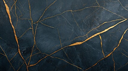 Poster - Elegant dark marble with golden veins