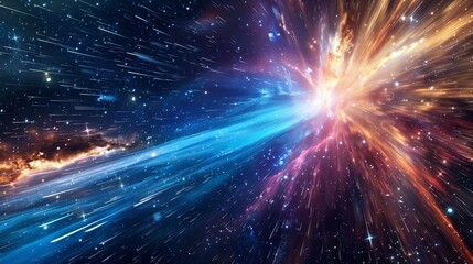 Wall Mural - cosmic explosion: a vibrant and captivating depiction of a cosmic explosion, with streaks of blue an