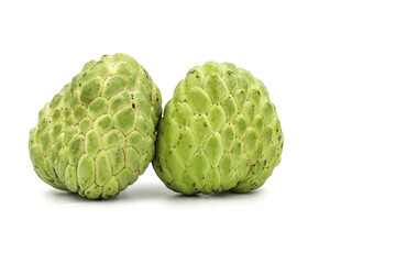 Poster - Sugar apple isolated on white background, exotic tropical Thai annona or cherimoya fruit, healthy food.