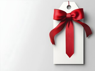 Wall Mural - Close-up of Red Satin Bow on Gift Card