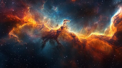 Wall Mural - stunning depiction of a supernova remnant showcasing cosmic colors and dynamic gas clouds