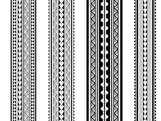 Set of Maori Polynesian tattoo bracelets border. Tribal sleeve seamless pattern vector. Samoan bracelet tattoo design fore arm or foot.