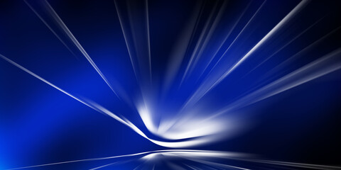 Wall Mural - blue abstract background, navy blue light speed perspective, futuristic background of neon lights