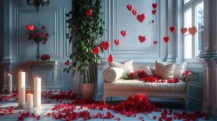 Poster - Valentine's day, decorated interiors.