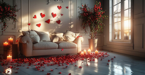 Poster - Valentine's day, decorated interiors.