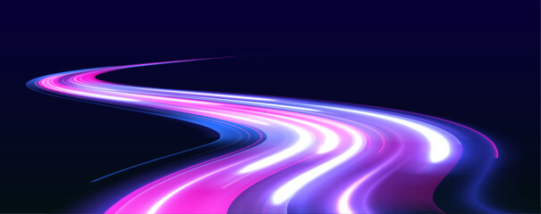 Leinwandbilder - Long exposure of motorways as speed. Creative vector illustration of flying cosmic meteor, planetoid, comet, fireball isolated on transparent background.	