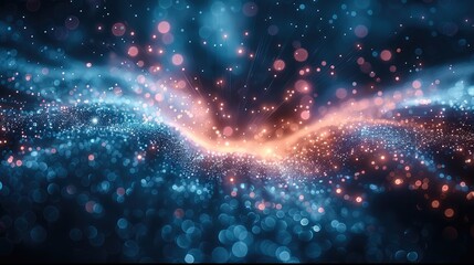 Leinwandbilder - A dramatic artistic representation of fiber optics coming from the borders culminating in a dark center.