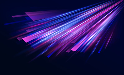 Poster - Futuristic light motion effects on a black background, showcasing fast-moving neon stripes and creative illustrations of high-speed concepts, ideal for visualizing technology and progress.	
