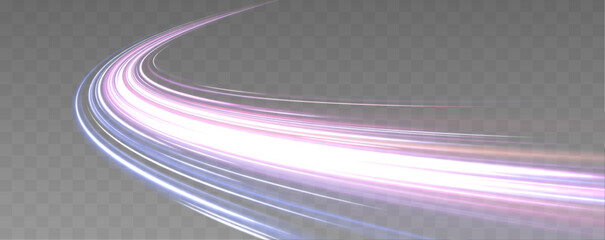 Fototapete - High speed effect motion blur night lights blue and red. Futuristic neon light line trails. Modern abstract high-speed light motion effect on black background. 