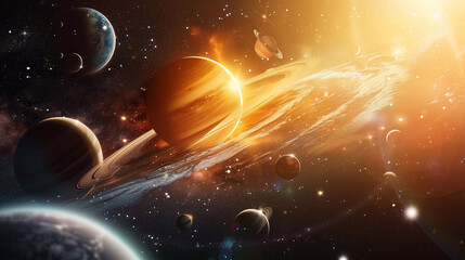 space galaxy with planets