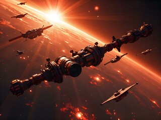 exploring the depths of space a glimpse into futuristic spacecraft and cosmic phenomena, digital art