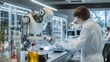 © Glce - modern research laboratory, android robots work together with human scientists
