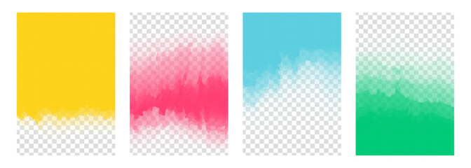 Aufkleber - Set of defocused bright colored abstract graphic templates. Blurred textures for creative graphic design. Smoke effect. Transparent background. Vector illustration.