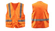 © AiDesign - Orange worker safety vest front and back view isolated on transparent white background